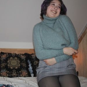 Teal Plush Soft Turtleneck Knit Sweater Oversized Zenana Size Small